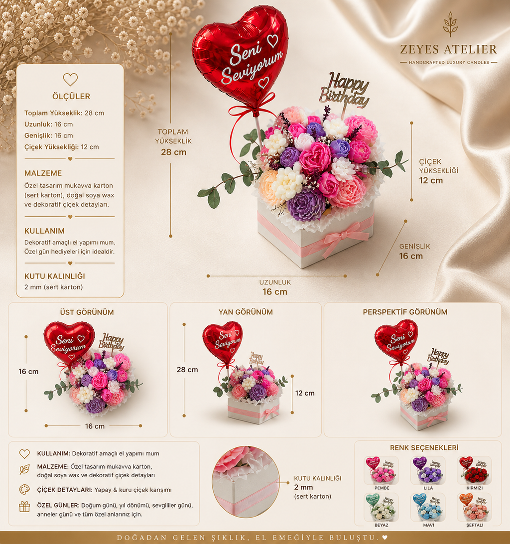 Özel Günler İçin Premium Mum Çiçek Aranjmanı
